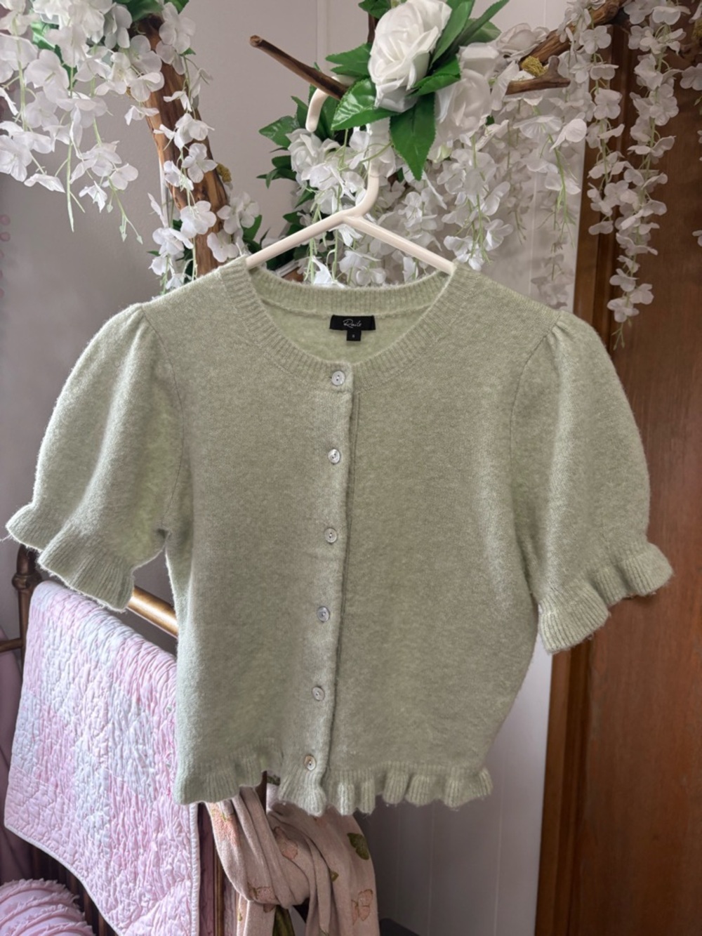 Rails Light Green Puff Sleeve Ruffle Cardigan - Picture 11 of 16